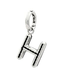 Burberry Leather-Topstitched 'H' Alphabet Charm in Palladium/Back