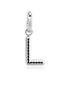 Burberry Leather-Topstitched 'L' Alphabet Charm in Palladium/Back