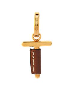 Burberry Leather-Wrapped T Alphabet Charm in Light Gold/Tan