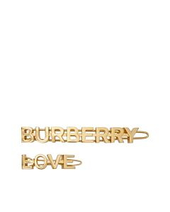 Burberry Light Gold 2-Piece Logo And Love Hair Clip Set