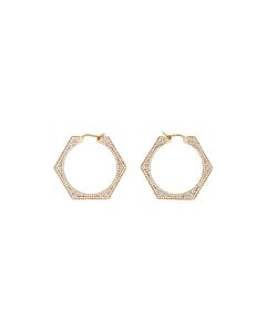 Burberry Light Gold Crystal Gold-Plated Nut Hoop Earrings