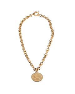 Burberry Light Gold Equestrian Knight Pendant Necklace
