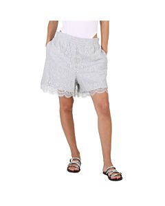 Burberry Light Pebble Grey Lace And Cotton Shorts
