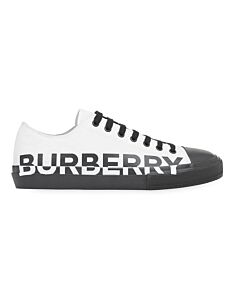 Burberry Logo Print Two tone Cotton Gabardine Sneakers