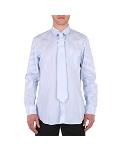 Burberry Long-sleeve Tie Twinset Striped Cotton Shirt