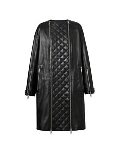 Burberry Lushill Diamond-Quilted Zip Panel Collarless Coat