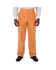 Burberry Men's Amber Orange Mohair Wool-Blend Wide Leg Trousers