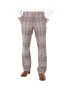 Burberry Men's Beige Wool Check Tailored Trousers