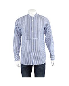 Burberry Men's Benfleet Pleat Front Striped Button-Down Shirt, Brand Size Large