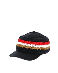 Burberry Men's Black / Camel Baseball Cap With Knit Headband