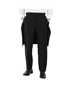 Burberry Men's Black Cape Detail Tailored Trousers