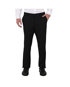 Burberry Men's Black  Classic Fit Fil Coupe Wool Cotton Tailored Trousers