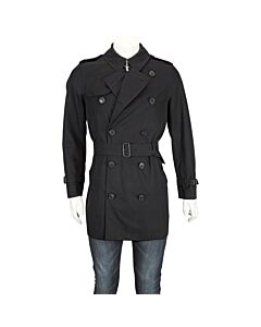 Burberry Men's Black Short Chelsea Trench Coat