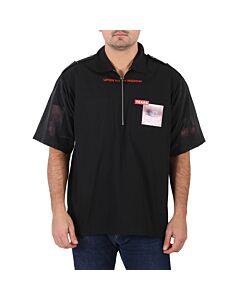 Burberry Men's Black Short-sleeve Montage Print Cotton Shirt