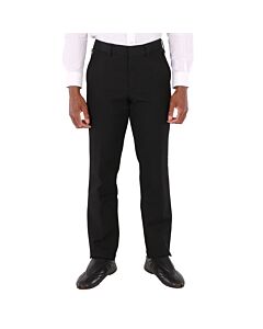 Burberry Men's Black Silk Satin Side Stripes Wool Silk Classic-Fit Tailored Trousers