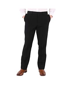 Burberry Men's Black Slim Fit Silk Satin Detail Wool Tailored Trousers