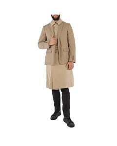 Burberry Men's Blazer Detail Cotton Twill Reconstructed Trench Coat In Soft Fawn