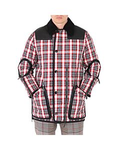 Burberry Men's Bright Red Check Diamond-Quilted Barn Jacket
