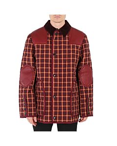 Burberry Men's Burgundy Check Reversible Quilted Jacket