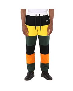 Burberry Men's Canary Yellow Lyford Colour Block Cotton Sweatpants