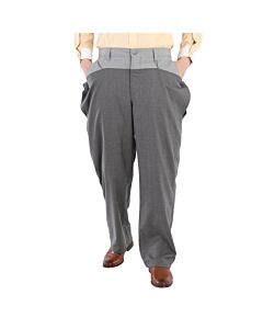 Burberry Men's Charcoal Grey Press-stud Detail Tonal Wool Trousers