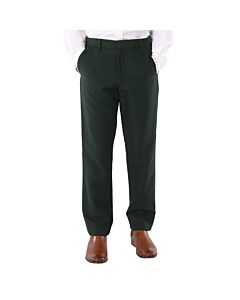Burberry Men's Dark Forest Green Wool Mohair Classic Fit Tailored Trousers