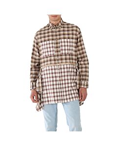 Burberry Men's Dark Olive Check Zipped Hem Check Flannel Shirt