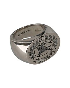 Burberry Men's Engraved EKD Palladium-Plated Signet Ring, Size Medium