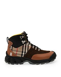 Burberry Men's Leather Vintage Check Cotton Suede Thor Hiking Boots