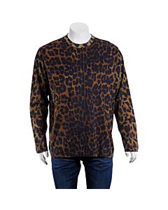 Burberry Men's Leopard Print Cotton Jersey Top