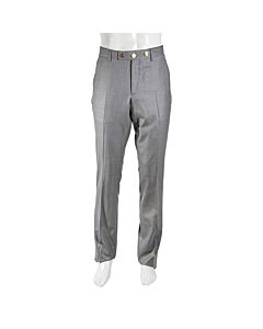 Burberry Men's Light Grey Classic Fit Metal Button Wool Tailored Trousers