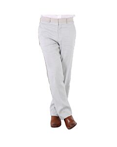Burberry Men's Light Pebble Grey English Fit Crystal Embroidered Technical Linen Trousers