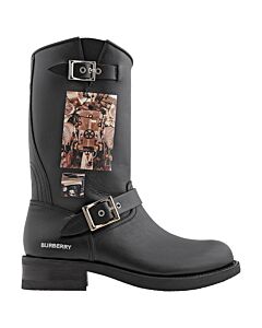 Burberry Men's Montage Print Leather Boots