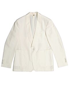 Burberry Men's Off White Modern Fit Shawl Lapel Linen Silk Evening Jacket, Brand Size 50R (US Size 40R)