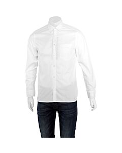 Burberry Men's Open-stitch Detail Cotton Oxford Shirt In White