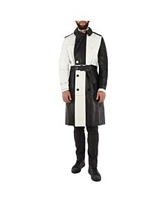 Burberry Men's Panelled Plonge Leather Double-breasted Trench Coat