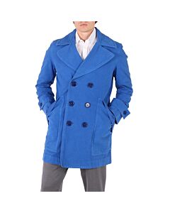 Burberry Men's Warm Royal Blue Double-Breasted Cotton Peacoat