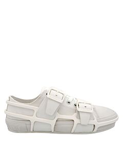 Burberry Men's White Vers Cotton And Leather Belted Low-Top Sneakers