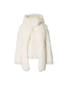 Burberry Mohair Blend Teddy Jacket In Natural White, Brand Size 4 (US Size 2)