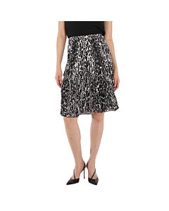 Burberry Monochrome Leopard Print Fluid Pleated Skirt
