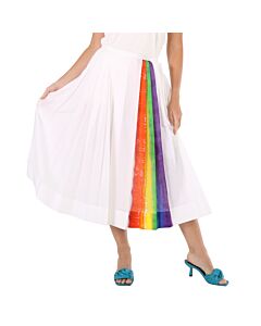 Burberry Morlaix Rainbow Striped Cotton Midi Skirt