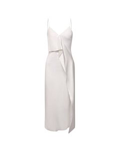 Burberry Natural White Silk Ruffle-Detail Sloane Slip Dress