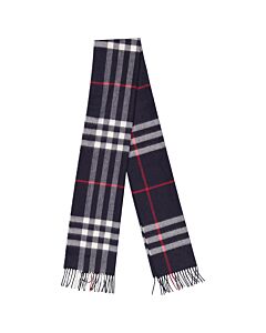 Burberry Navy Giant Check Cashmere Scarf