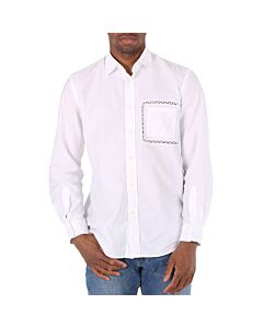 Burberry Optic White Cotton Poplin Classic Fit Lace Detail Oxford Shirt