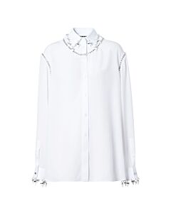 Burberry Optic White Optic White Crystal Embellished Silk Shirt