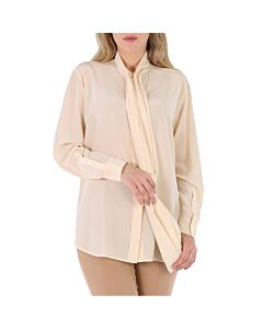 Burberry Pale Biscuit Kimmy Silk Pussy Bow Blouse
