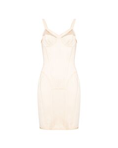 Burberry Pale Biscuit Nova Mesh And Stretch Jersey Corset Dress