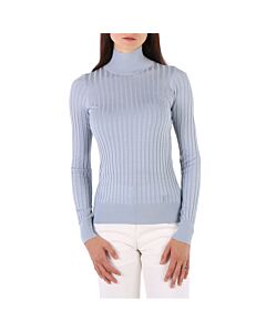 Burberry Pale Blue Abbi High-Neck Silk Sweater
