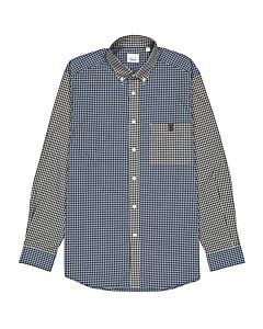 Burberry Pale Blue Pattern Long Sleeve Plaid Shirt