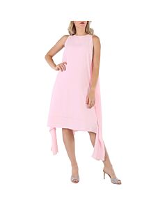 Burberry Pale Candy Pink Drape Detail Satin Crepe Shift Dress